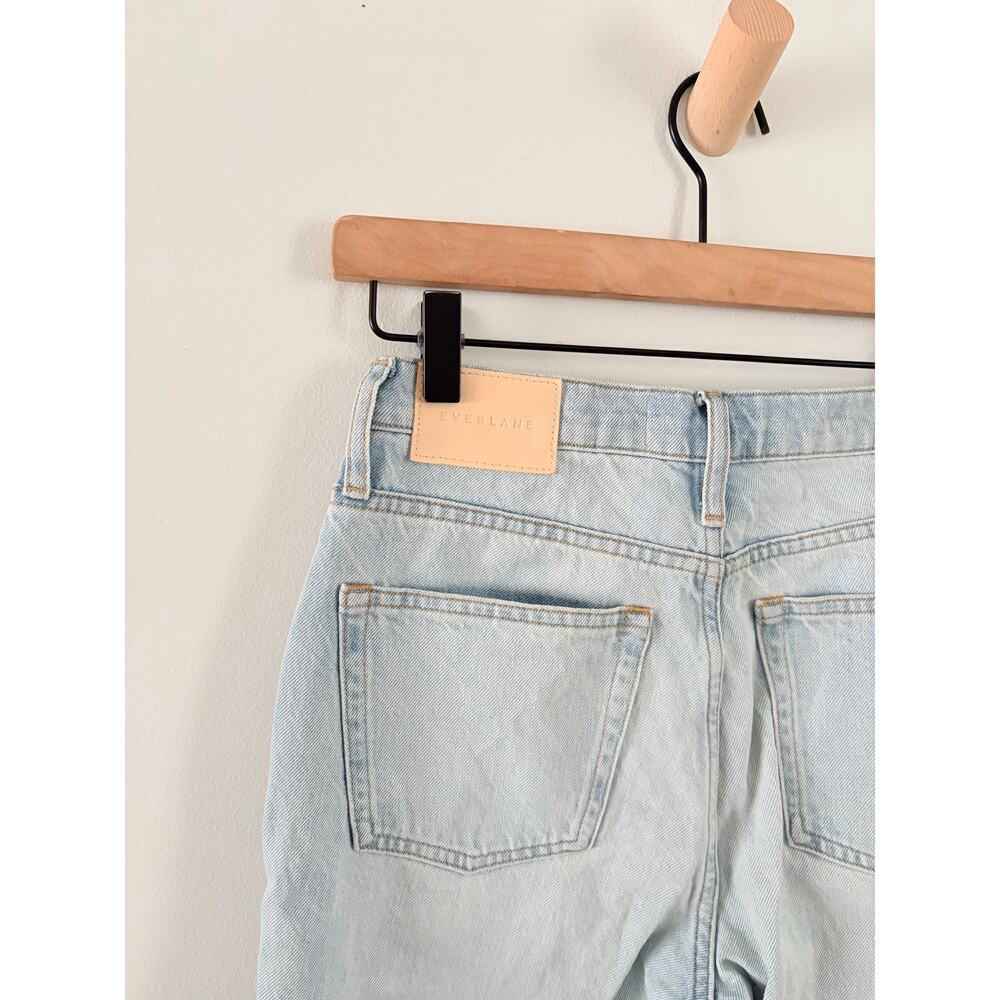 Everlane The 90s Cheeky Mended Jeans Size 26 Patchwork Indigo Crop Raw Hem - Picture 9 of 11